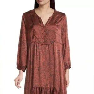 Johnny Was Rust Asteria Tiered Dress Size M